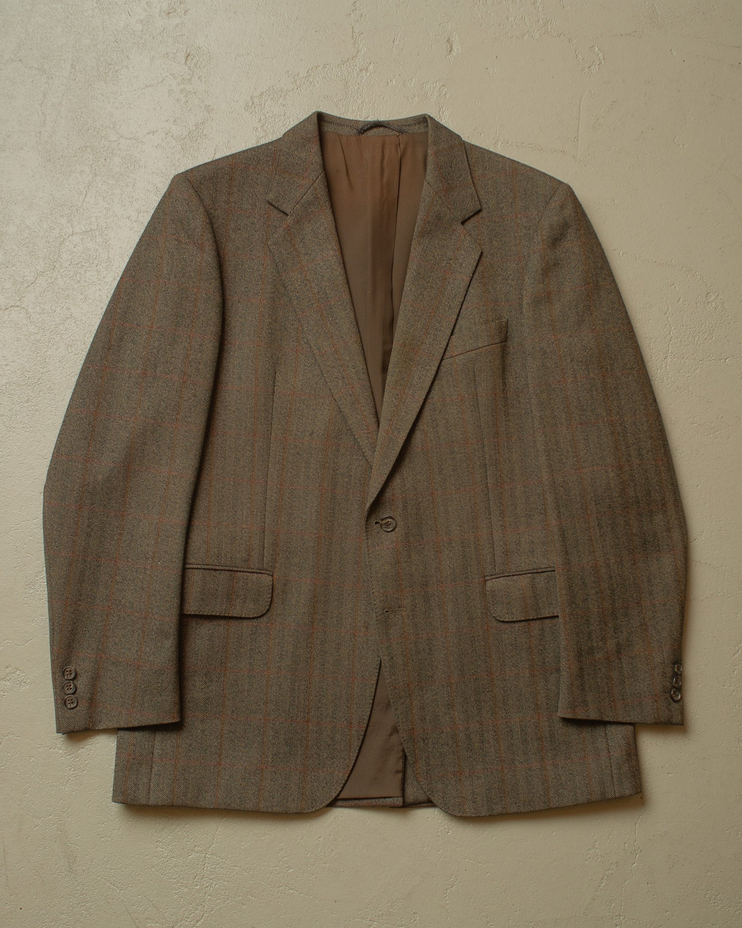 1970s/80s Herringbone Wool Suit grey - M/L