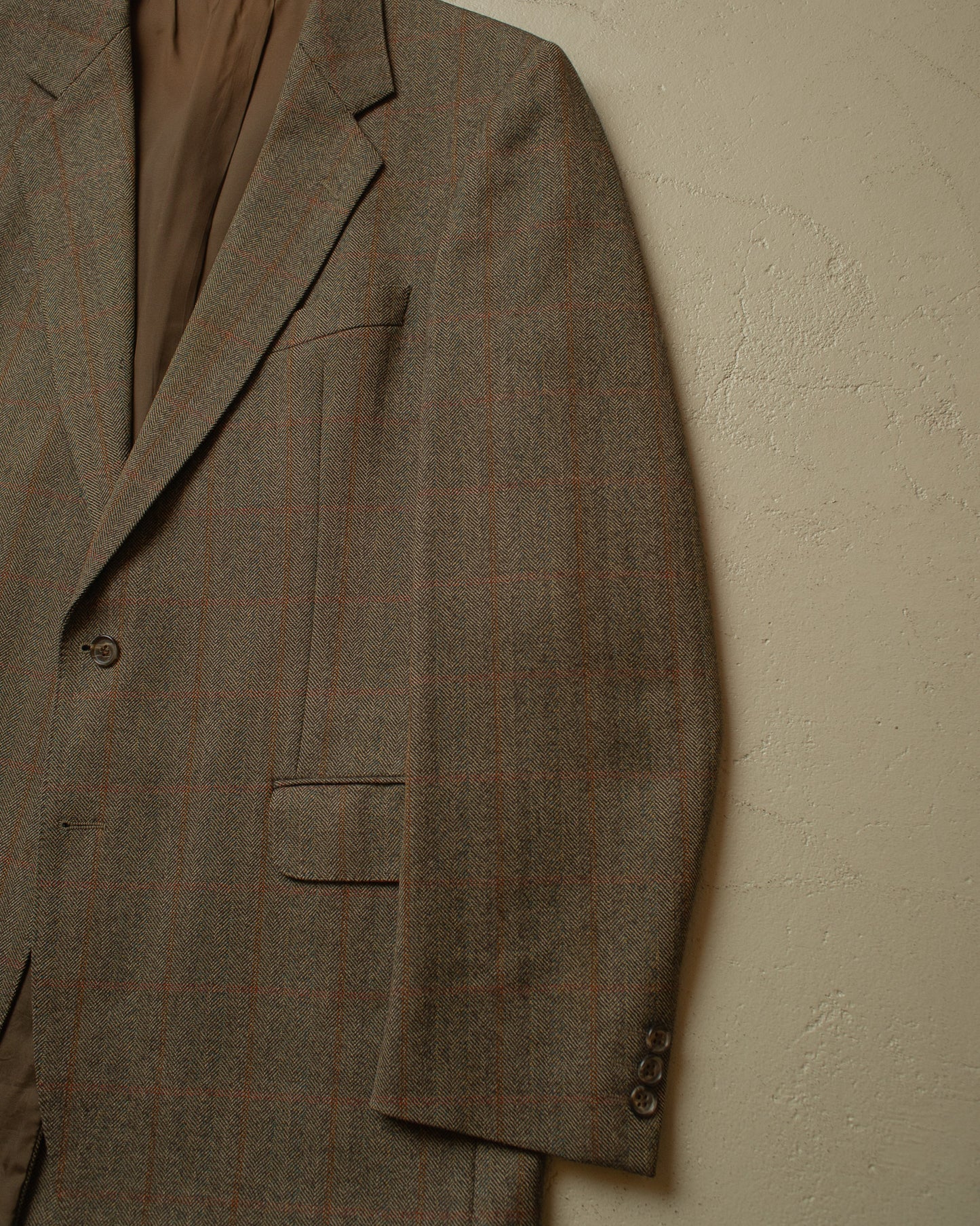 1970s/80s Herringbone Wool Suit grey - M/L