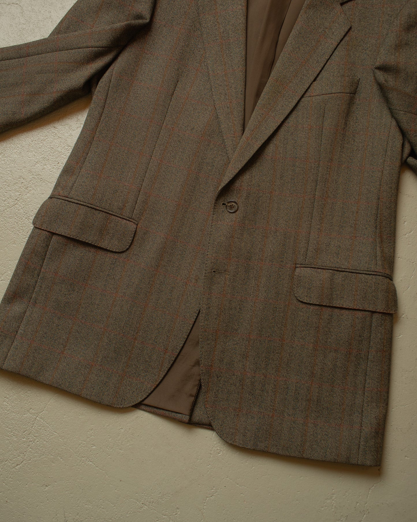 1970s/80s Herringbone Wool Suit grey - M/L