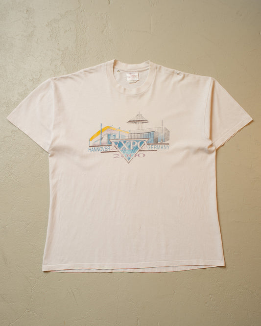 Expo 2000 Hannover "Skyline" distressed T-shirt white - XL/XXL