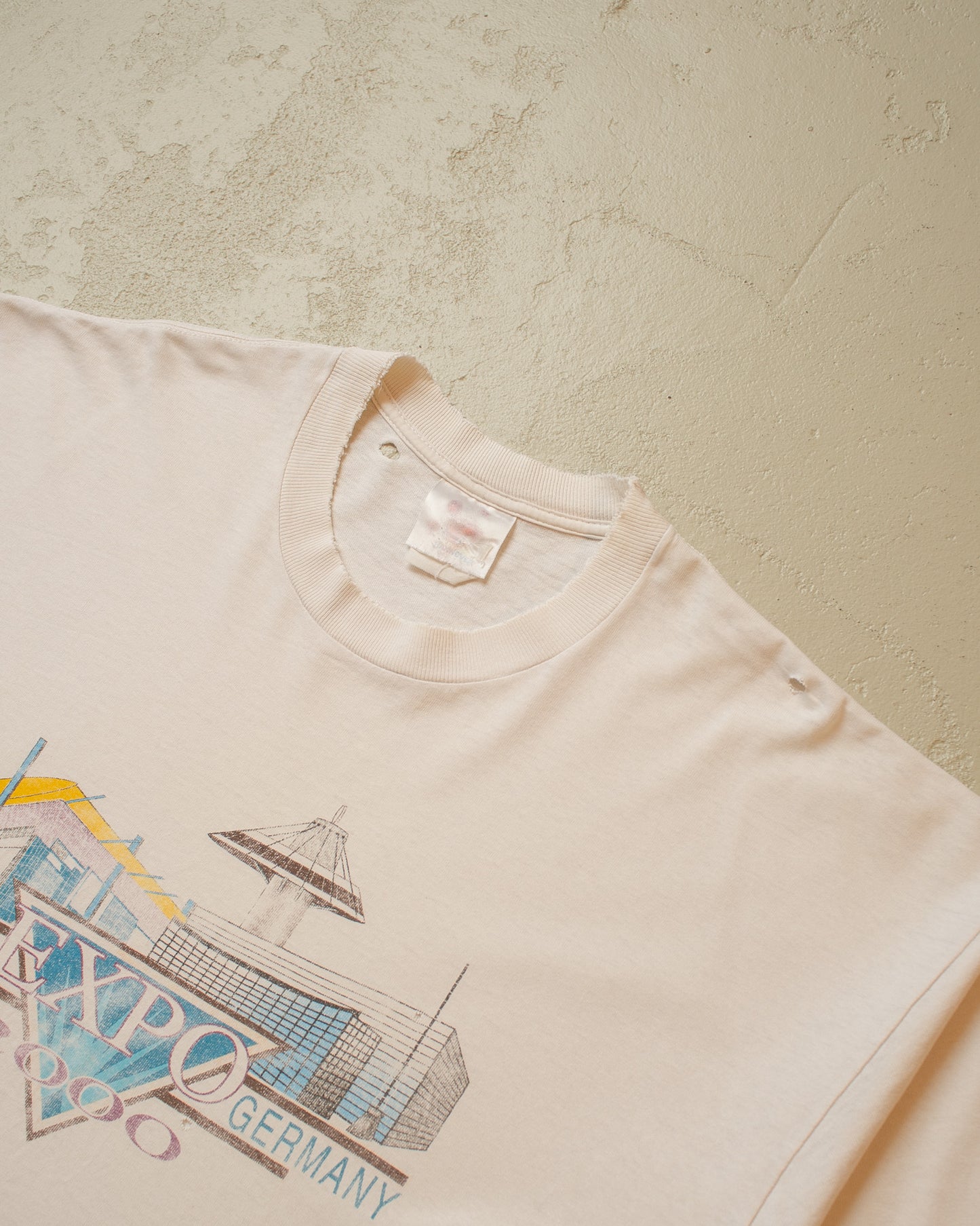Expo 2000 Hannover "Skyline" distressed T-shirt white - XL/XXL