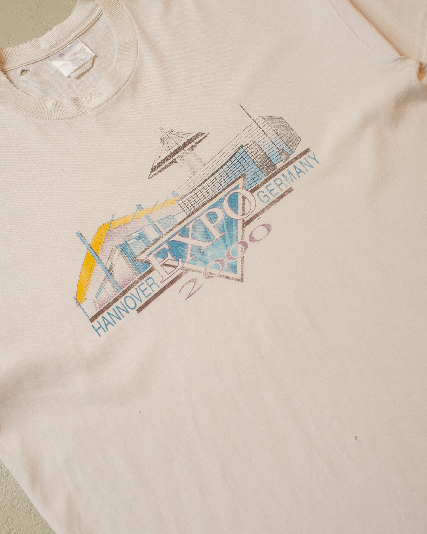 Expo 2000 Hannover "Skyline" distressed T-shirt white - XL/XXL