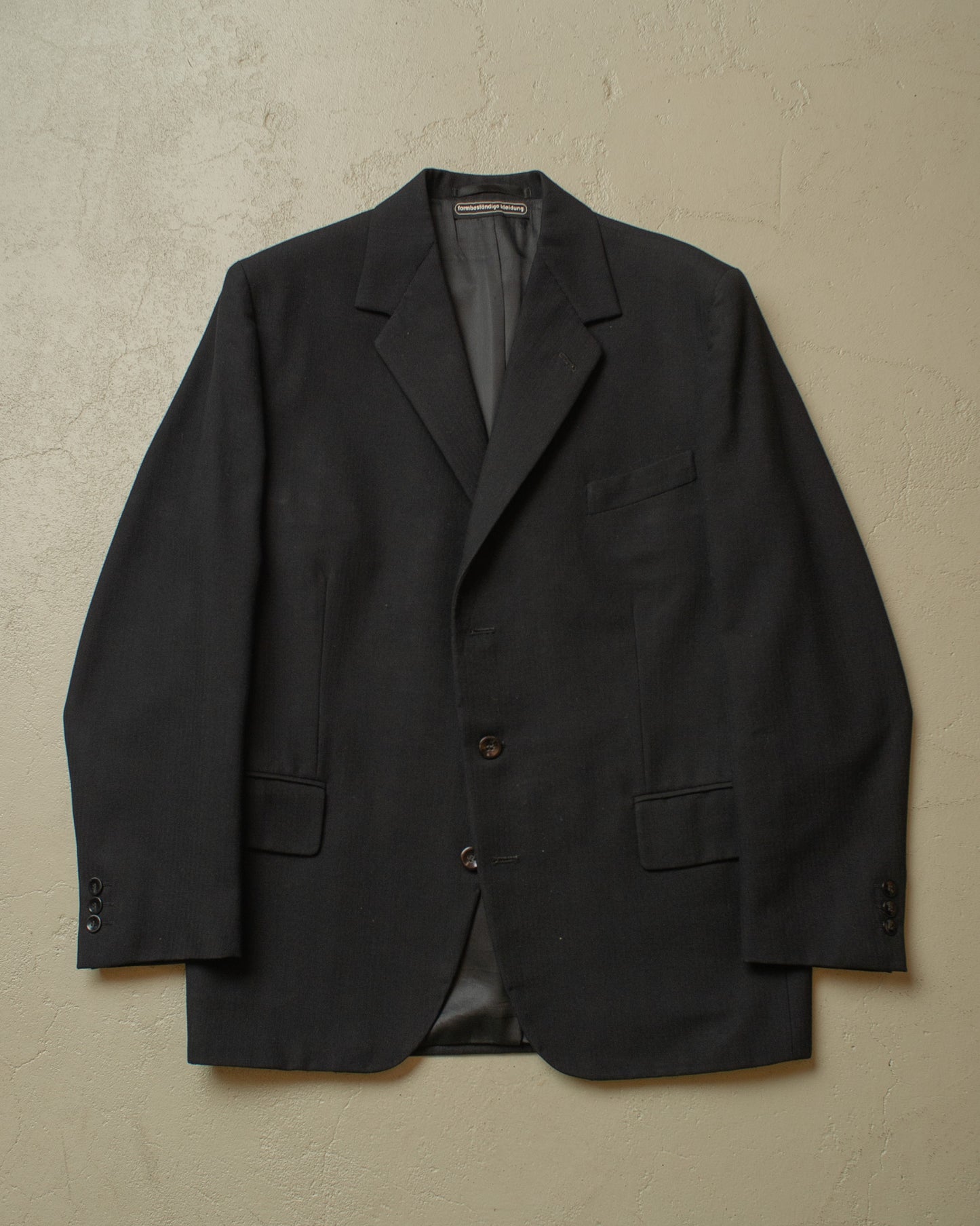 1940s German Herringbone Wool Suit black - M/L