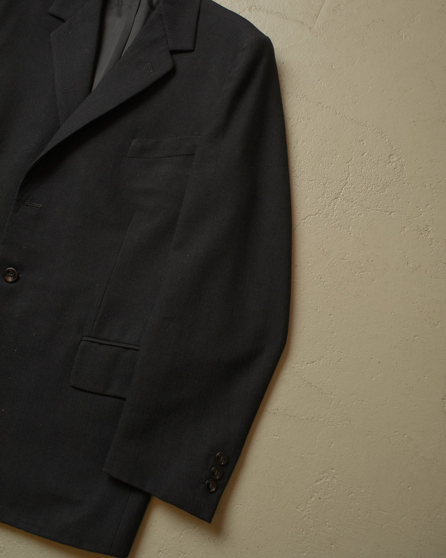 1940s German Herringbone Wool Suit black - M/L