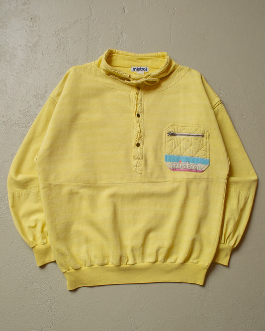 90s Mistral Button Up Sweatshirt yellow - XL