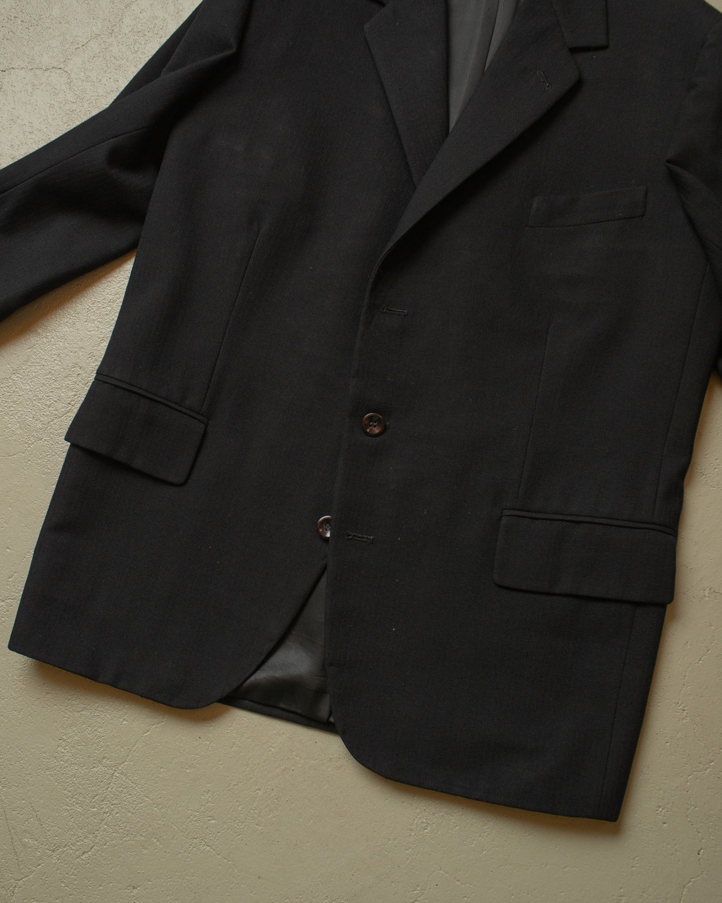 1940s German Herringbone Wool Suit black - M/L