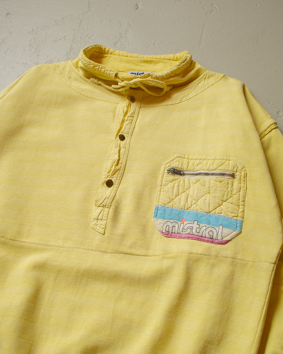 90s Mistral Button Up Sweatshirt yellow - XL