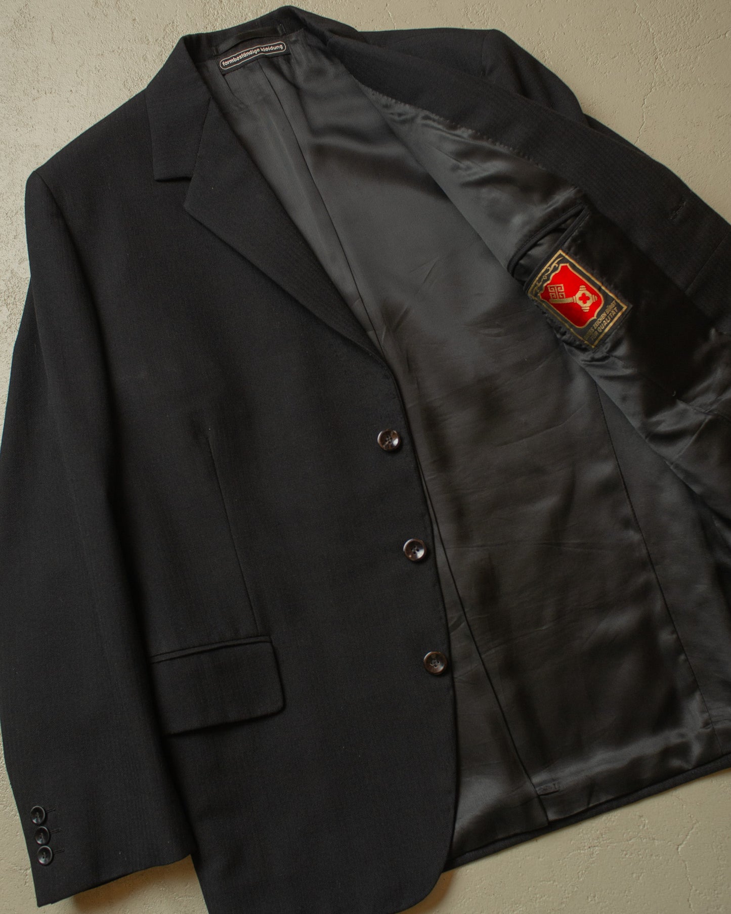 1940s German Herringbone Wool Suit black - M/L