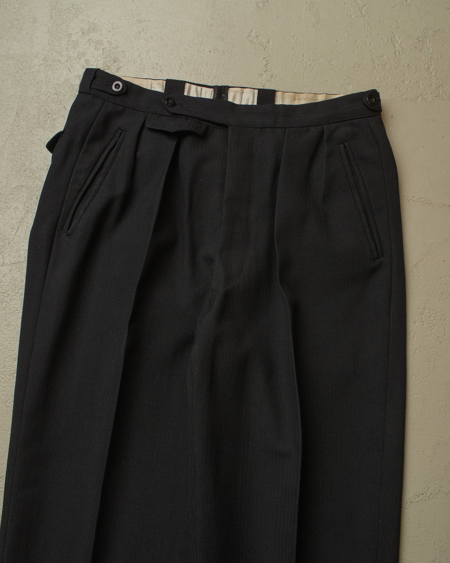 1940s German Herringbone Wool Suit black - M/L