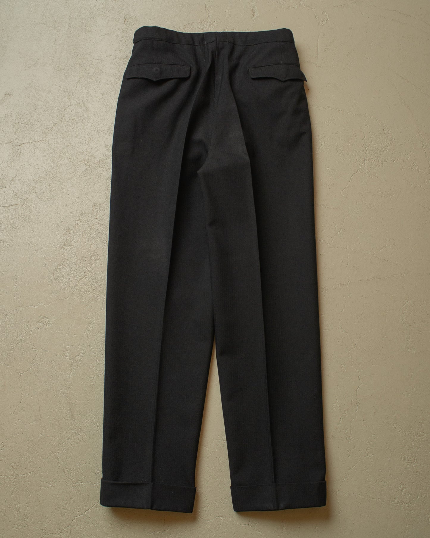 1940s German Herringbone Wool Suit black - M/L