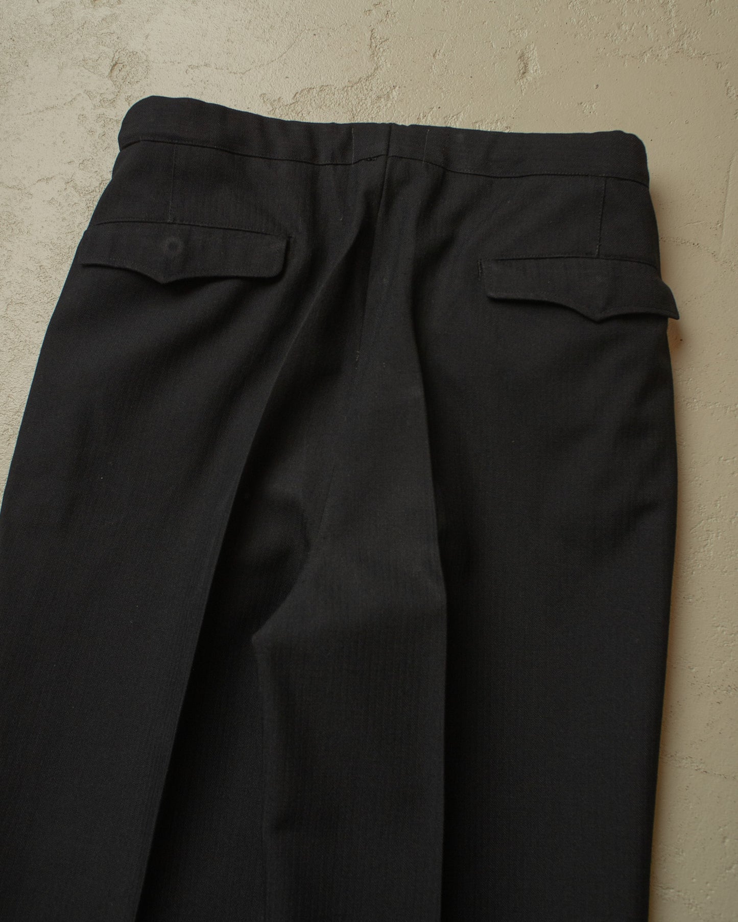 1940s German Herringbone Wool Suit black - M/L