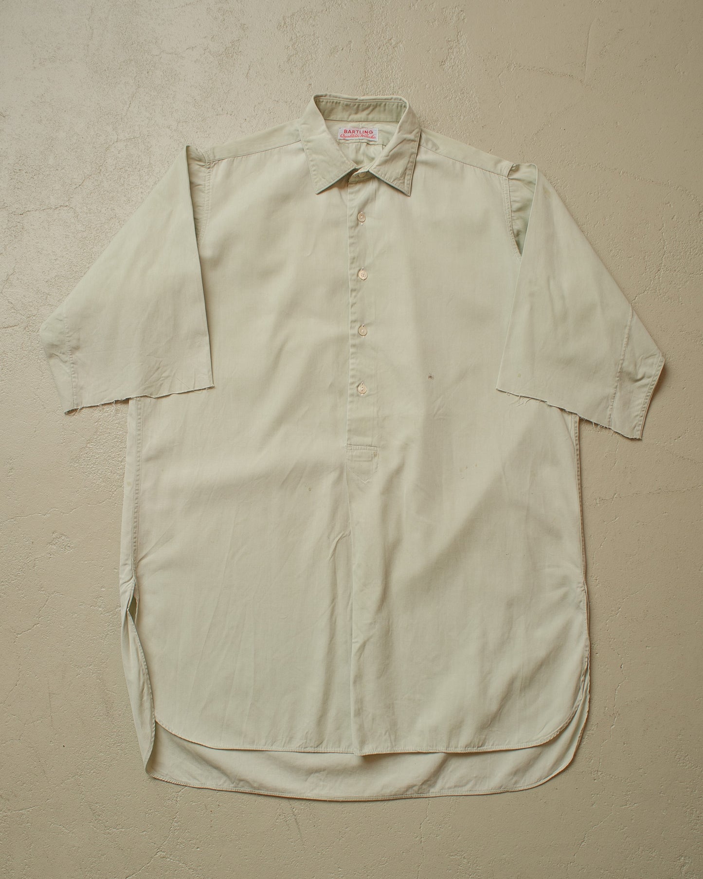1940s German Bartling Cut off Dress Shirt light green - M/L