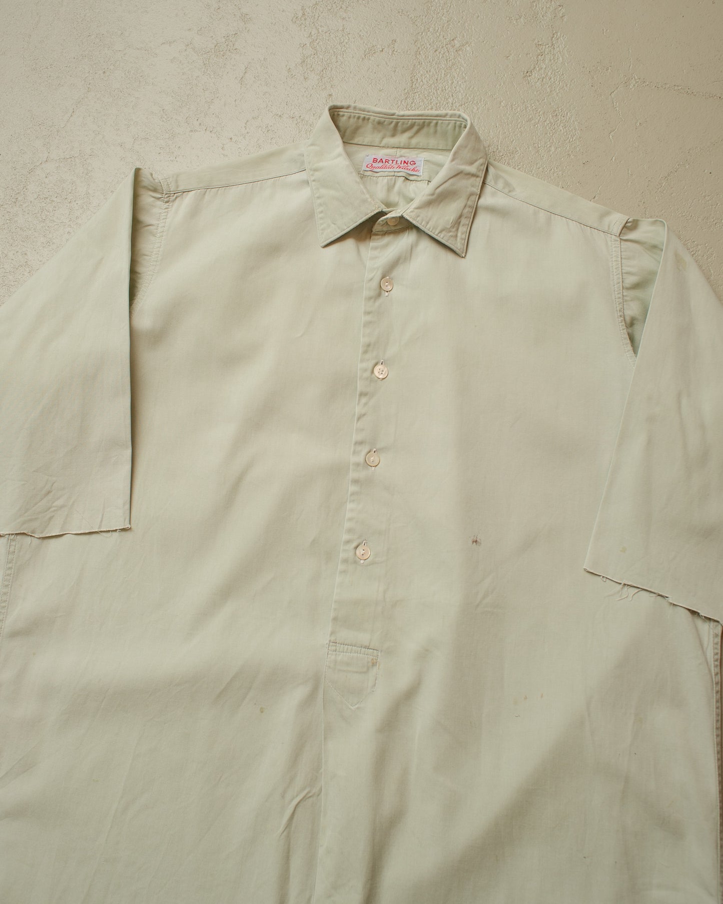 1940s German Bartling Cut off Dress Shirt light green - M/L