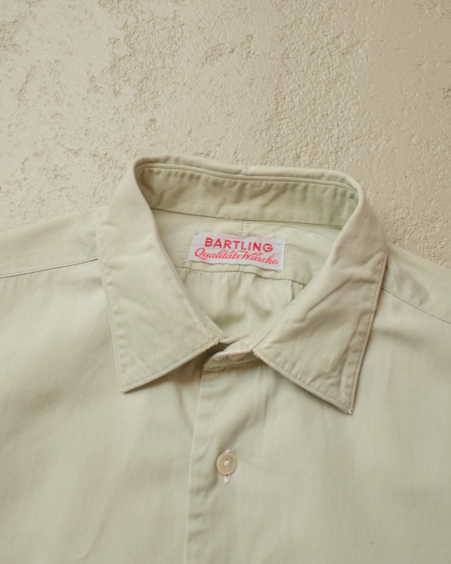 1940s German Bartling Cut off Dress Shirt light green - M/L