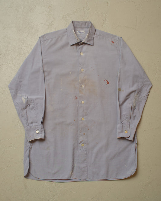 1940s German distressed MWZ Dress Shirt blue - M/L