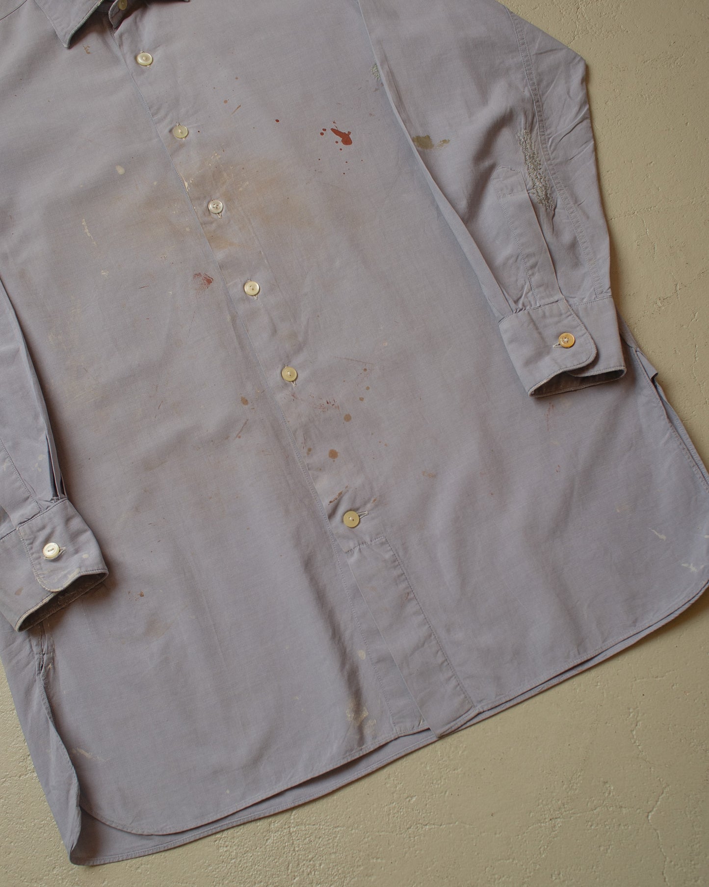 1940s German distressed MWZ Dress Shirt blue - M/L