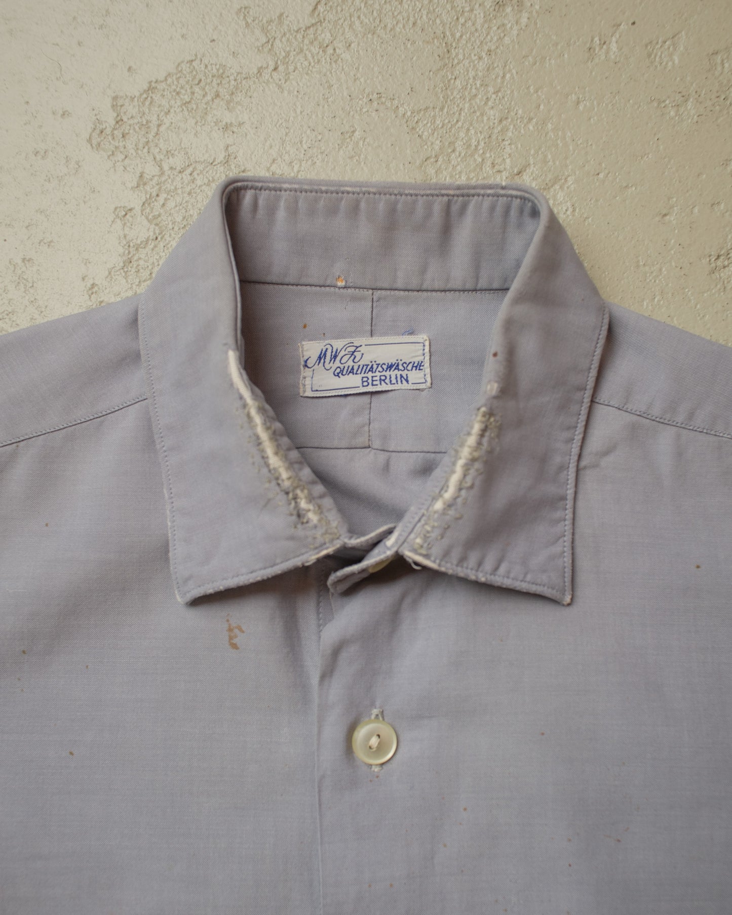 1940s German distressed MWZ Dress Shirt blue - M/L