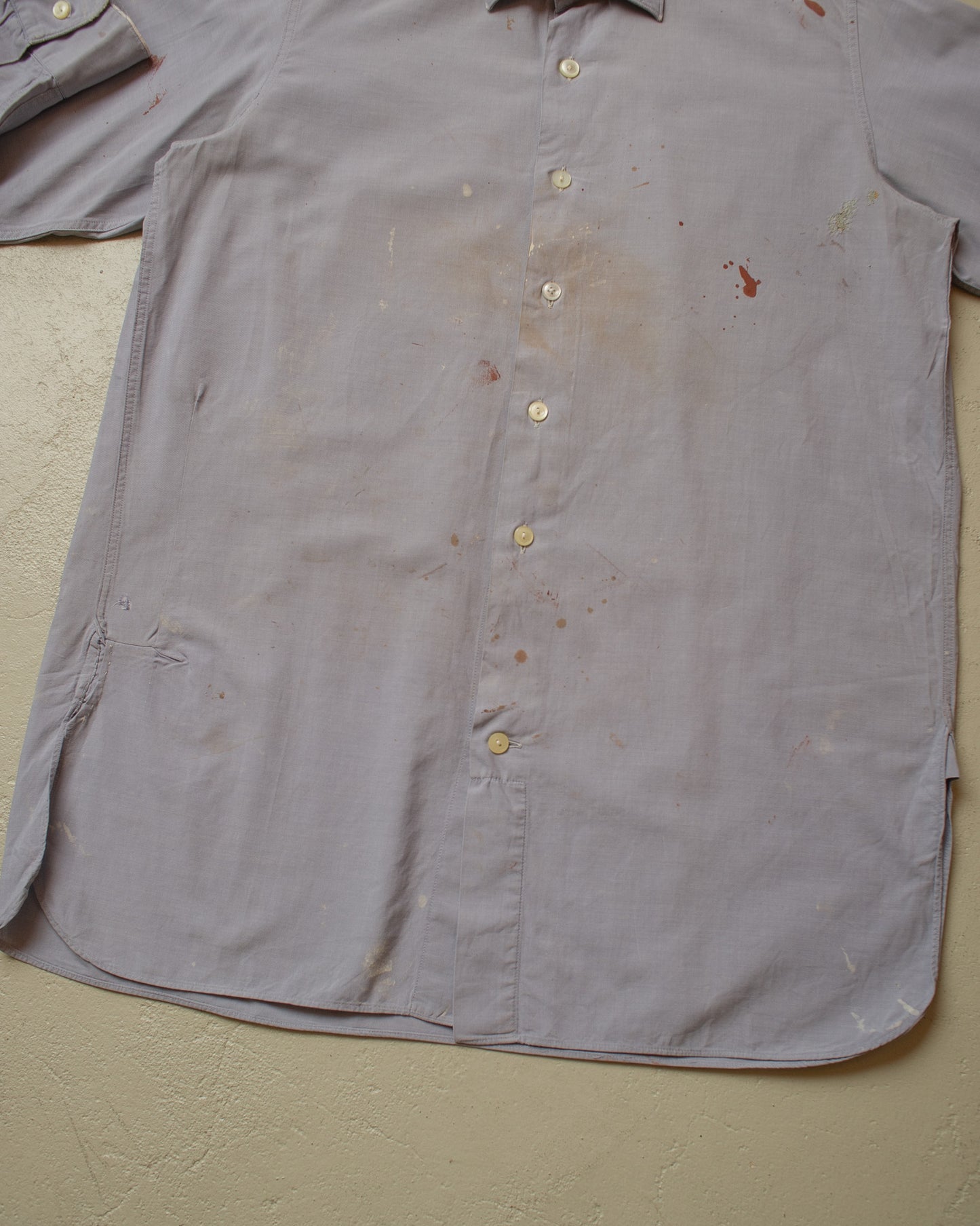 1940s German distressed MWZ Dress Shirt blue - M/L