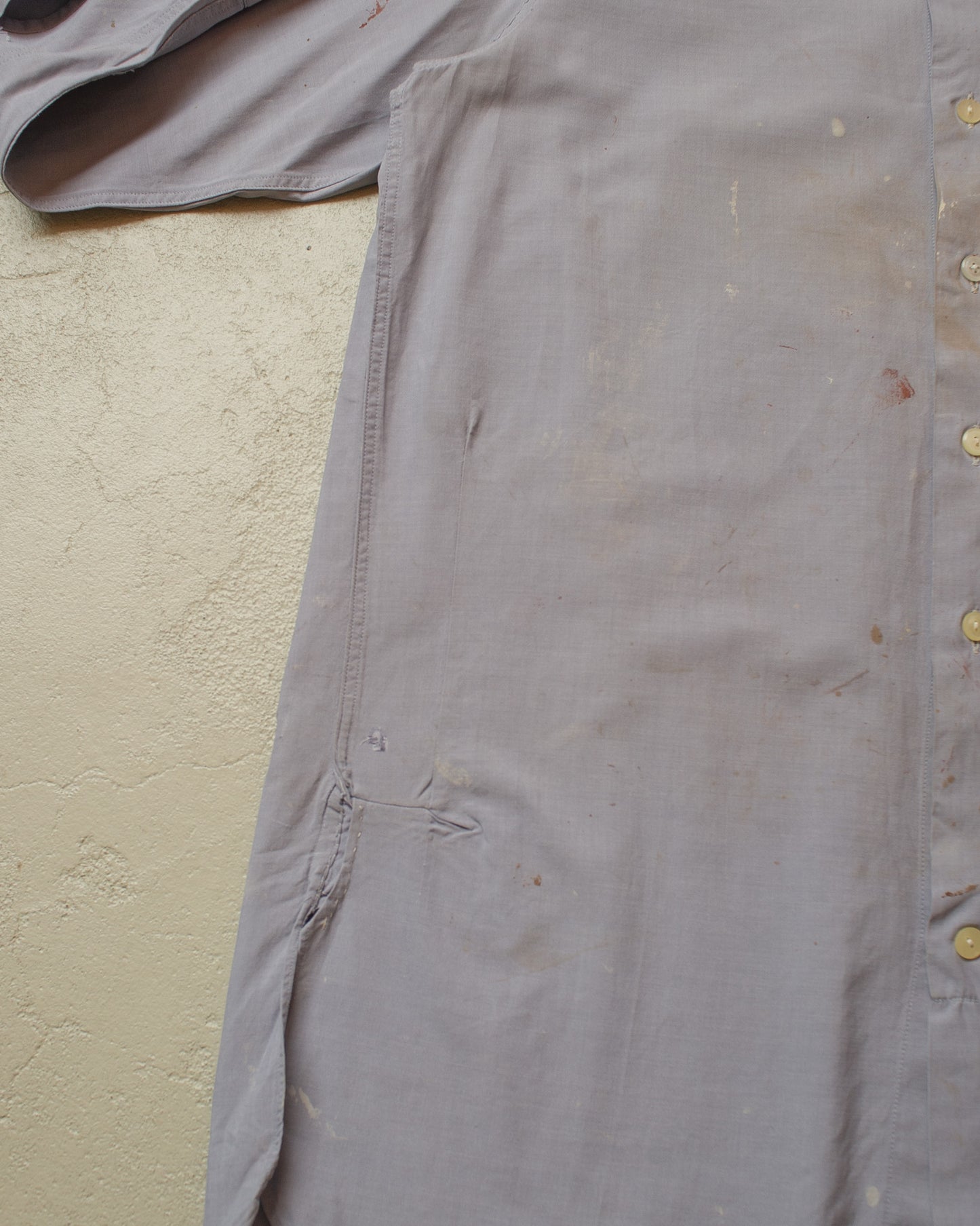 1940s German distressed MWZ Dress Shirt blue - M/L