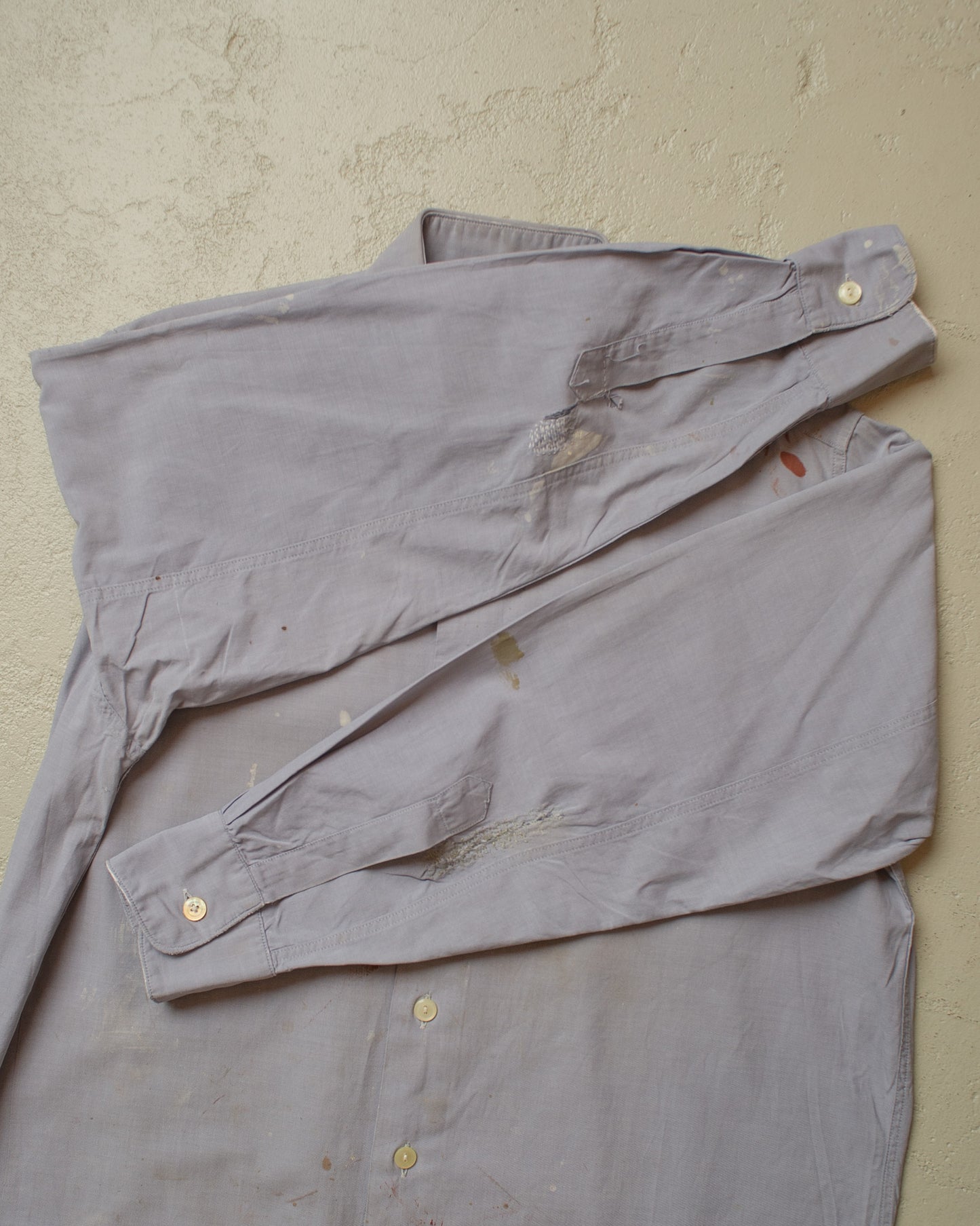 1940s German distressed MWZ Dress Shirt blue - M/L
