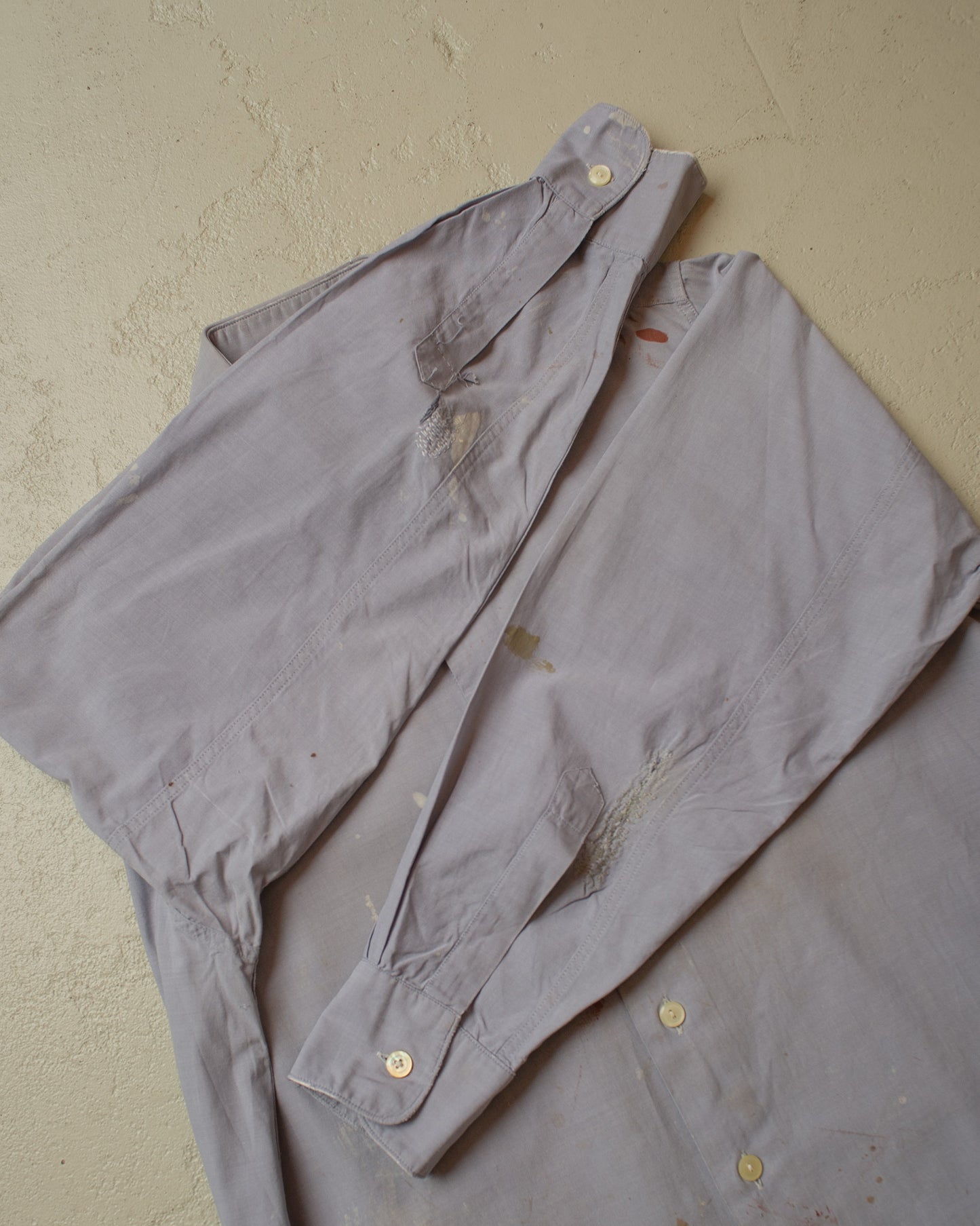 1940s German distressed MWZ Dress Shirt blue - M/L