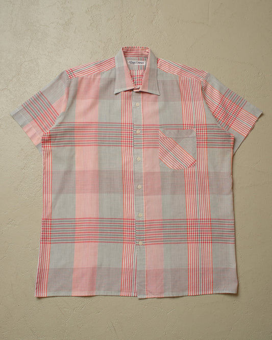 1960s unworn Marc Gibaldi checkered Short Sleeve Shirt red/grey - XL