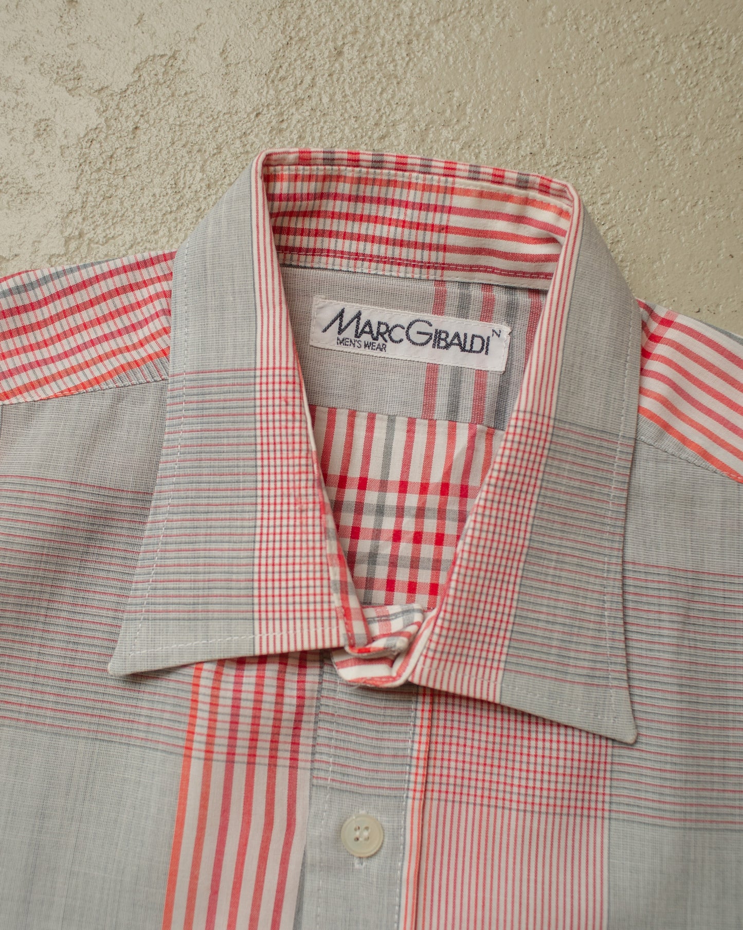 1960s unworn Marc Gibaldi checkered Short Sleeve Shirt red/grey - XL