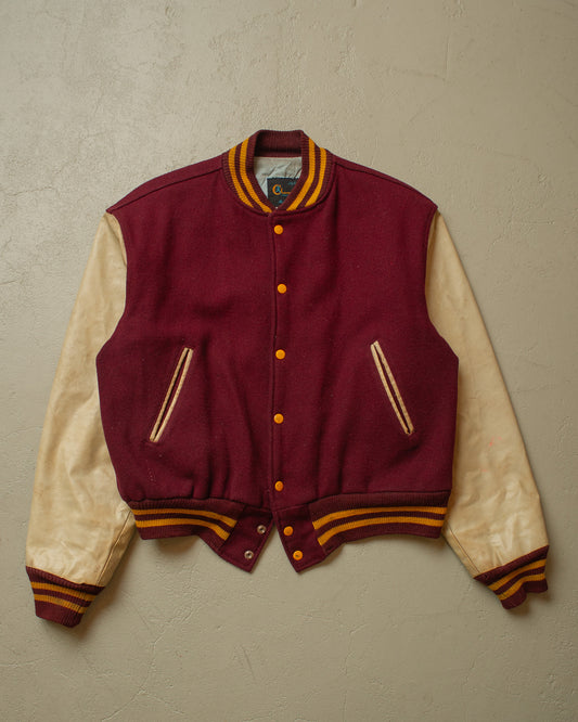 1980s Champion Varsity Jacket burgundy - L/XL