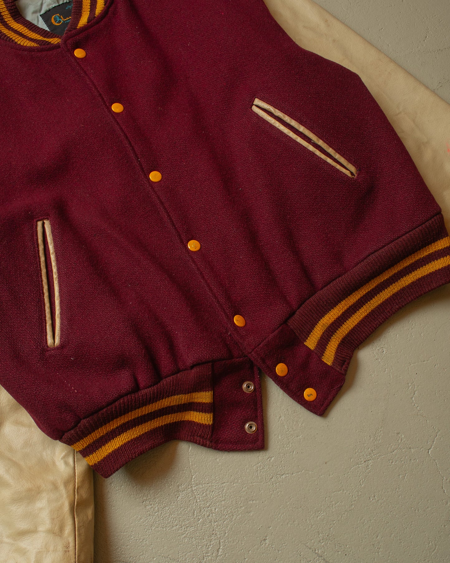 1980s Champion Varsity Jacket burgundy - L/XL