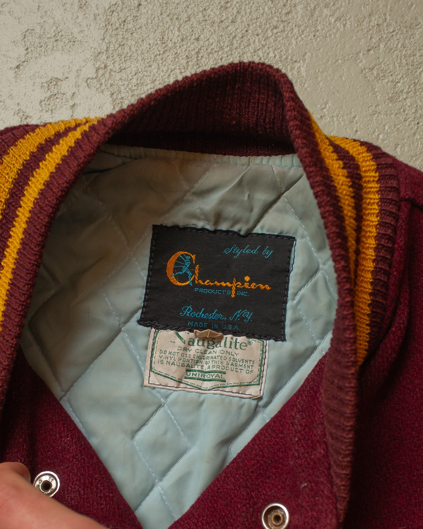 1980s Champion Varsity Jacket burgundy - L/XL