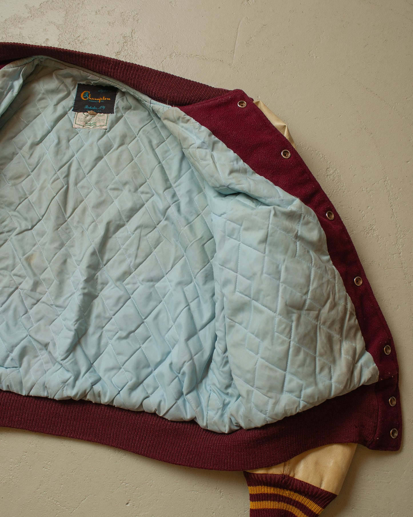 1980s Champion Varsity Jacket burgundy - L/XL
