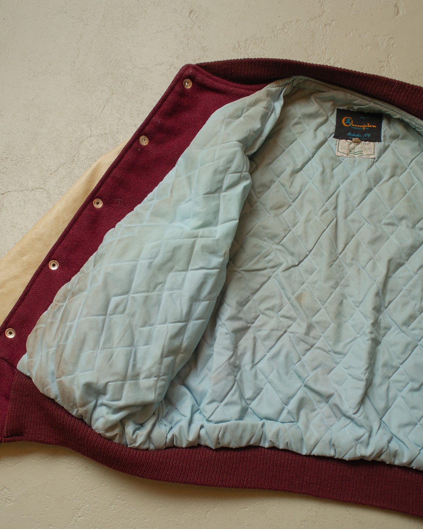 1980s Champion Varsity Jacket burgundy - L/XL