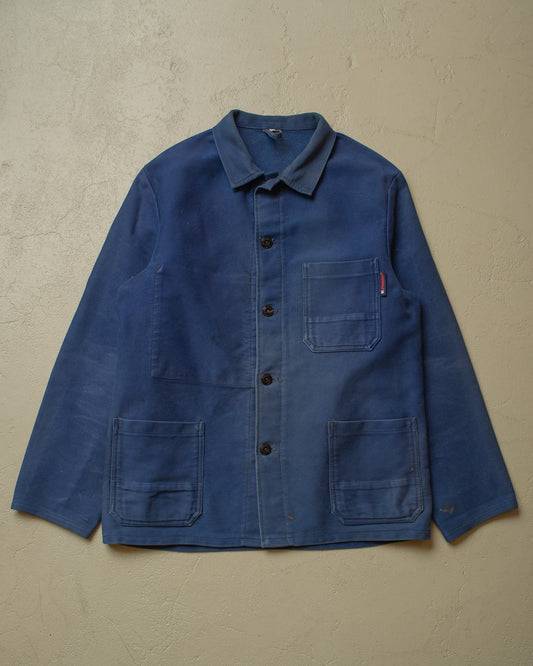 1970s/80s German Faded Moleskin Work Jacket blue - L