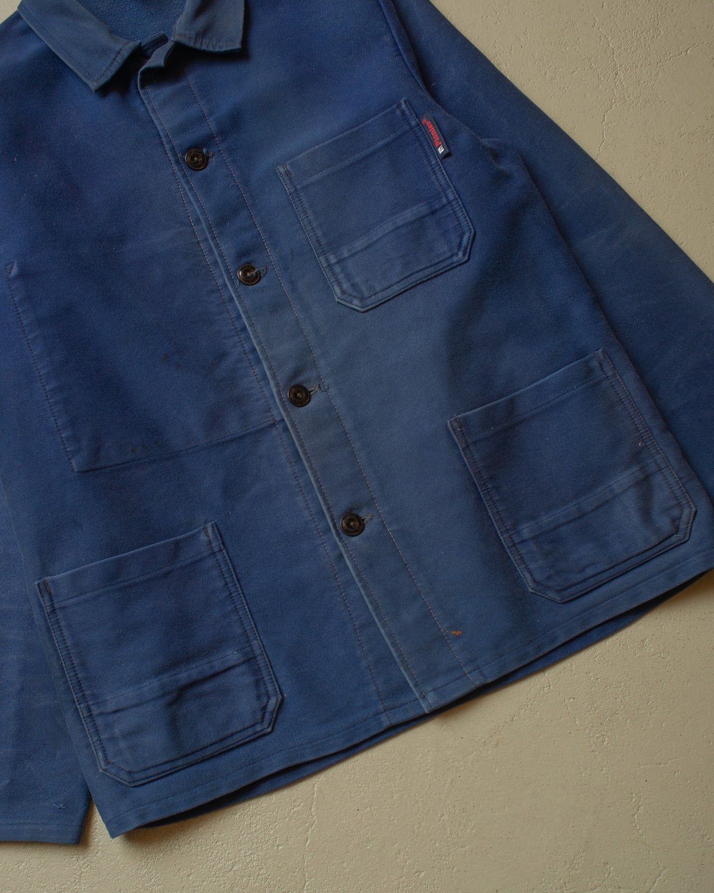 1970s/80s German Faded Moleskin Work Jacket blue - L