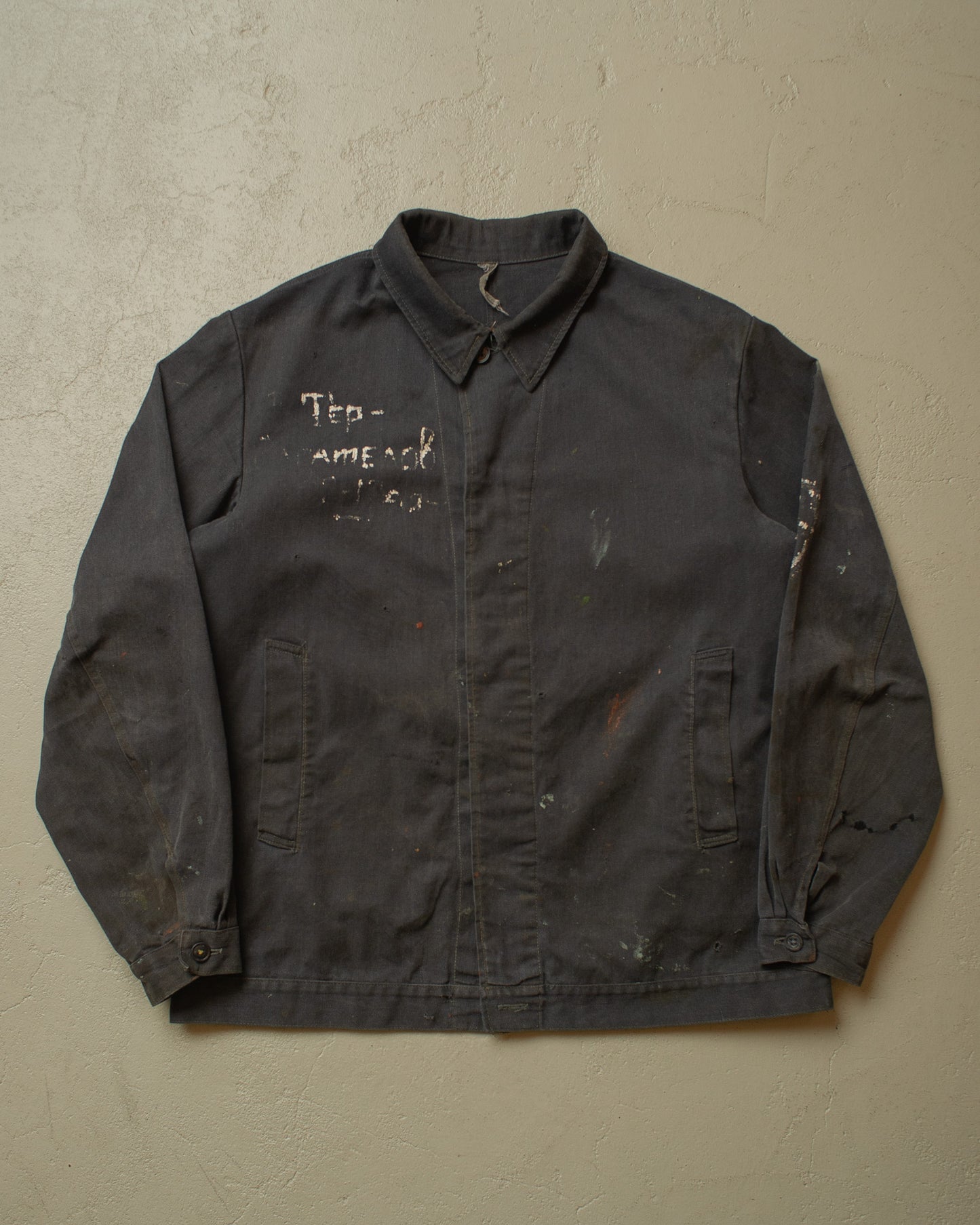 1960s/70s Soviet distressed Tanker Work Jacket black - XL/XXL