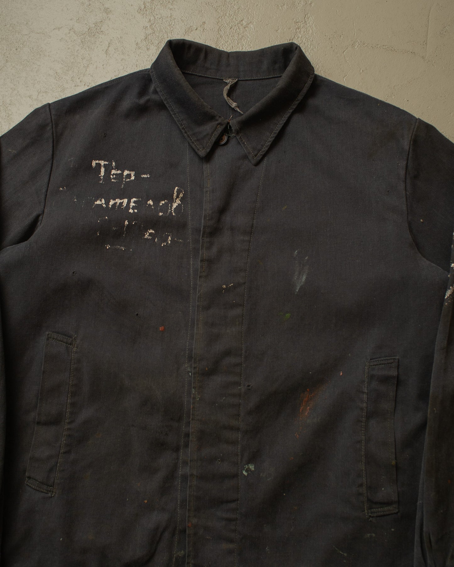 1960s/70s Soviet distressed Tanker Work Jacket black - XL/XXL