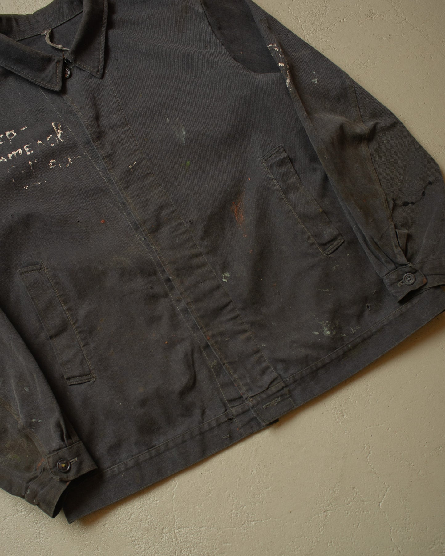 1960s/70s Soviet distressed Tanker Work Jacket black - XL/XXL
