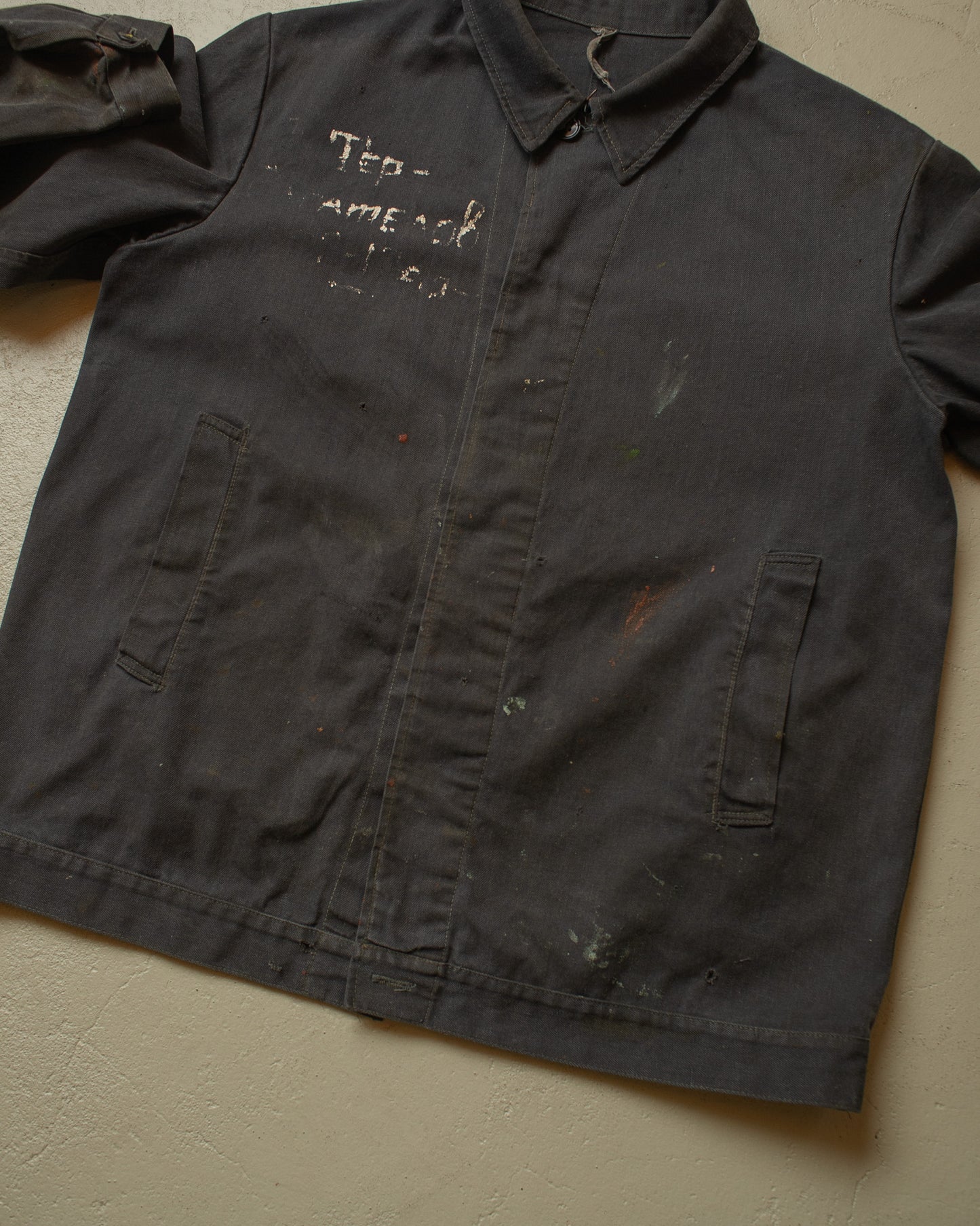 1960s/70s Soviet distressed Tanker Work Jacket black - XL/XXL