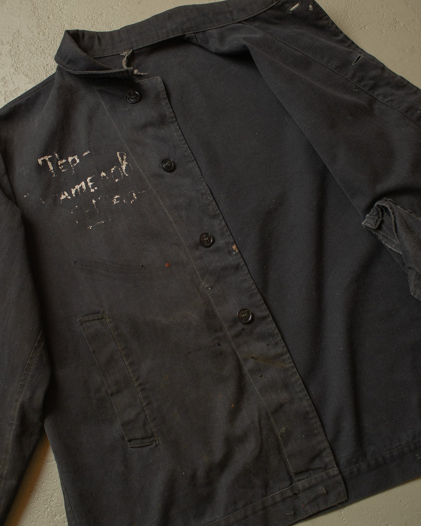 1960s/70s Soviet distressed Tanker Work Jacket black - XL/XXL