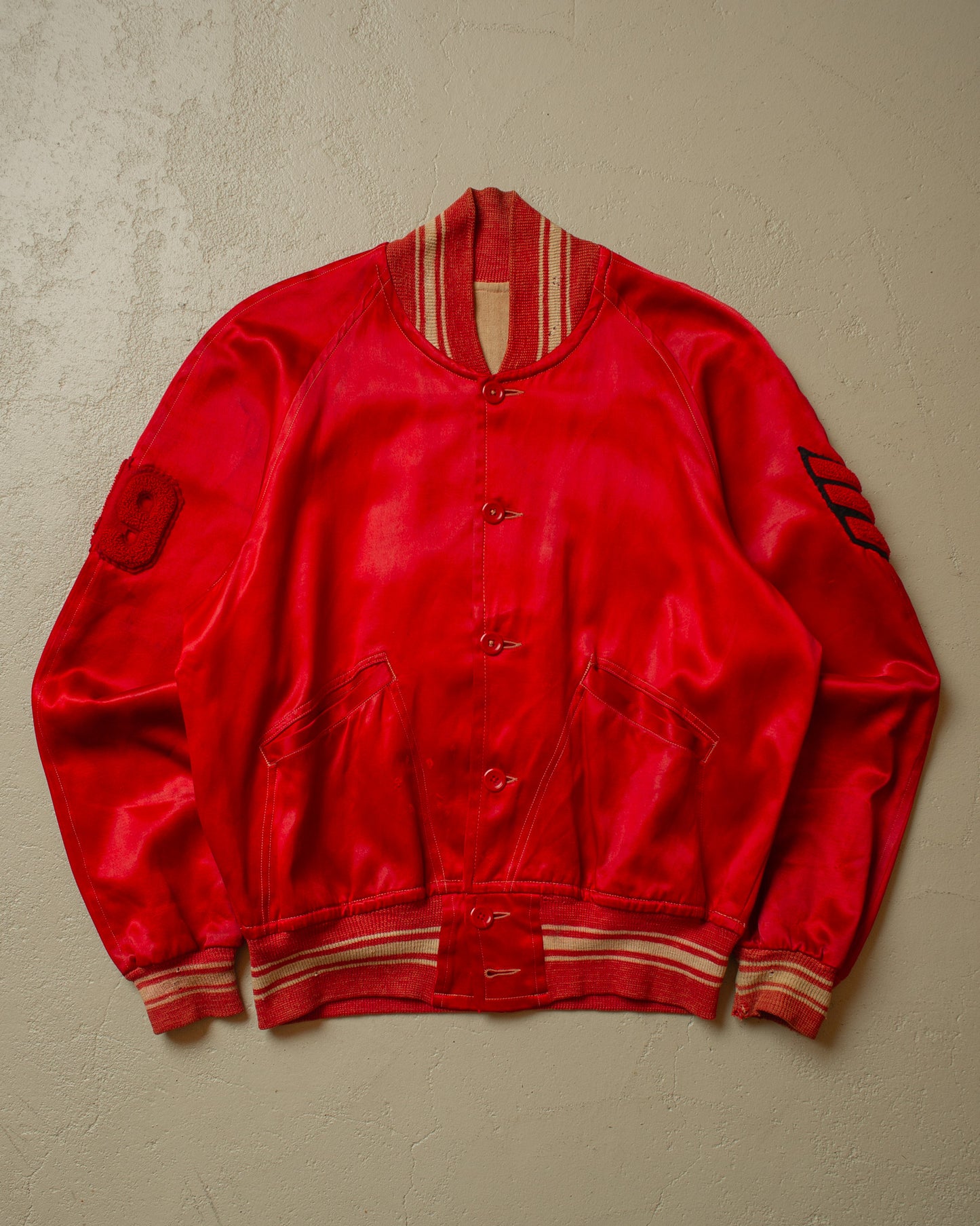 1950s Renwick Satin College Jacket red - M/L