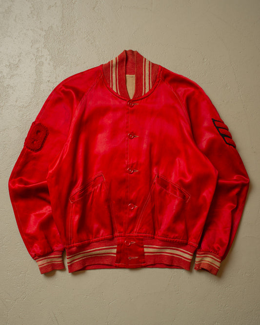 1950s Renwick Satin College Jacket red - M/L