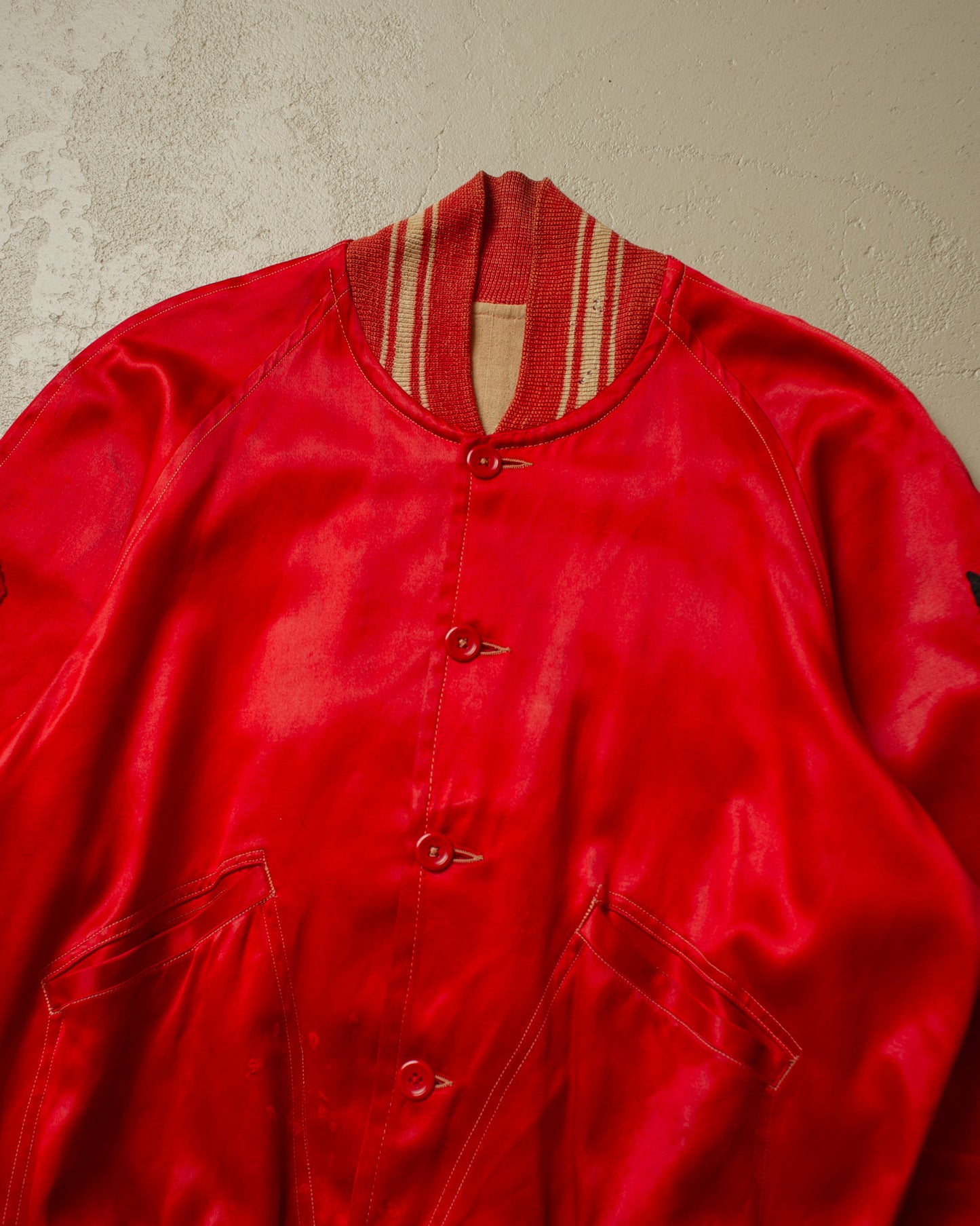1950s Renwick Satin College Jacket red - M/L