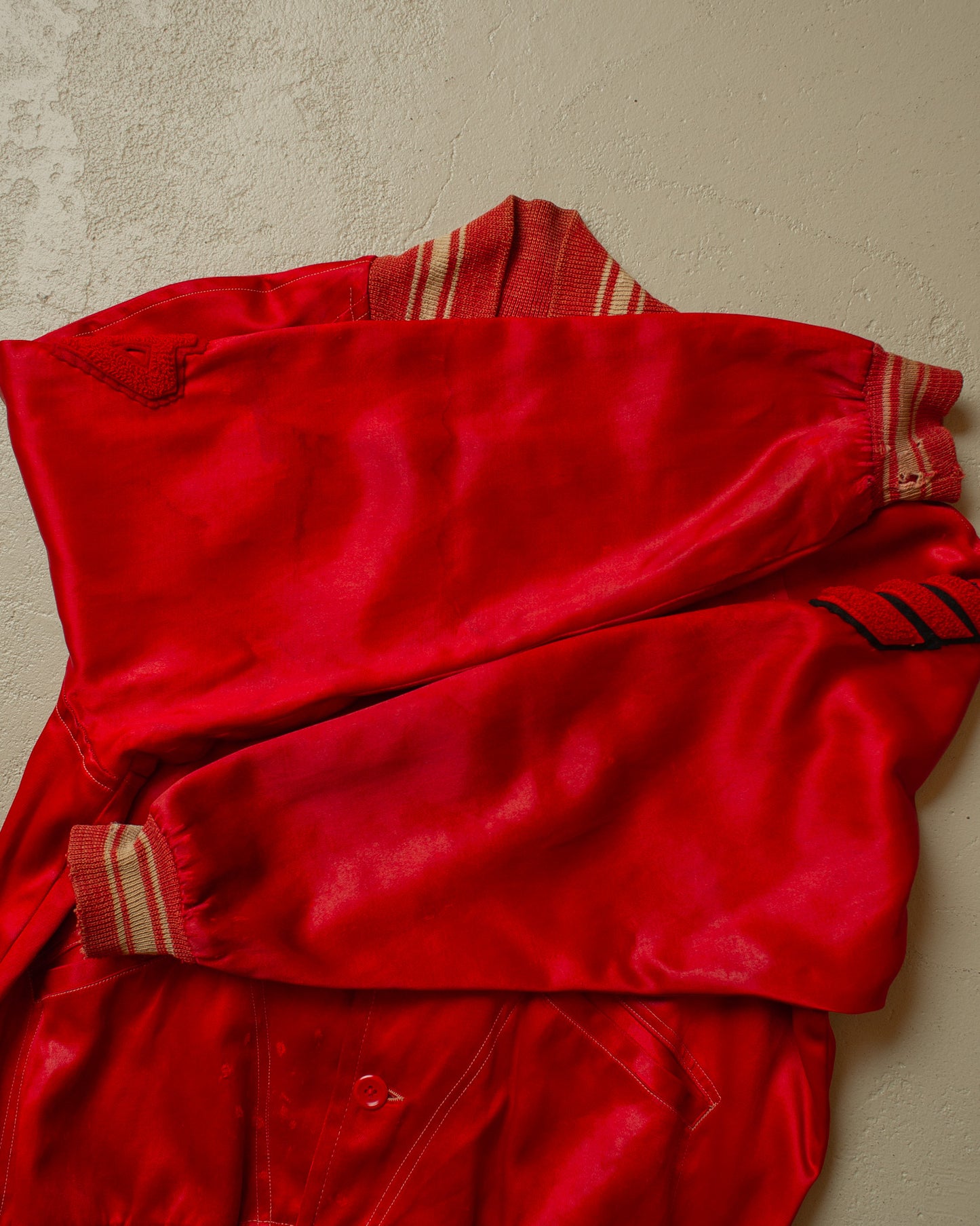 1950s Renwick Satin College Jacket red - M/L