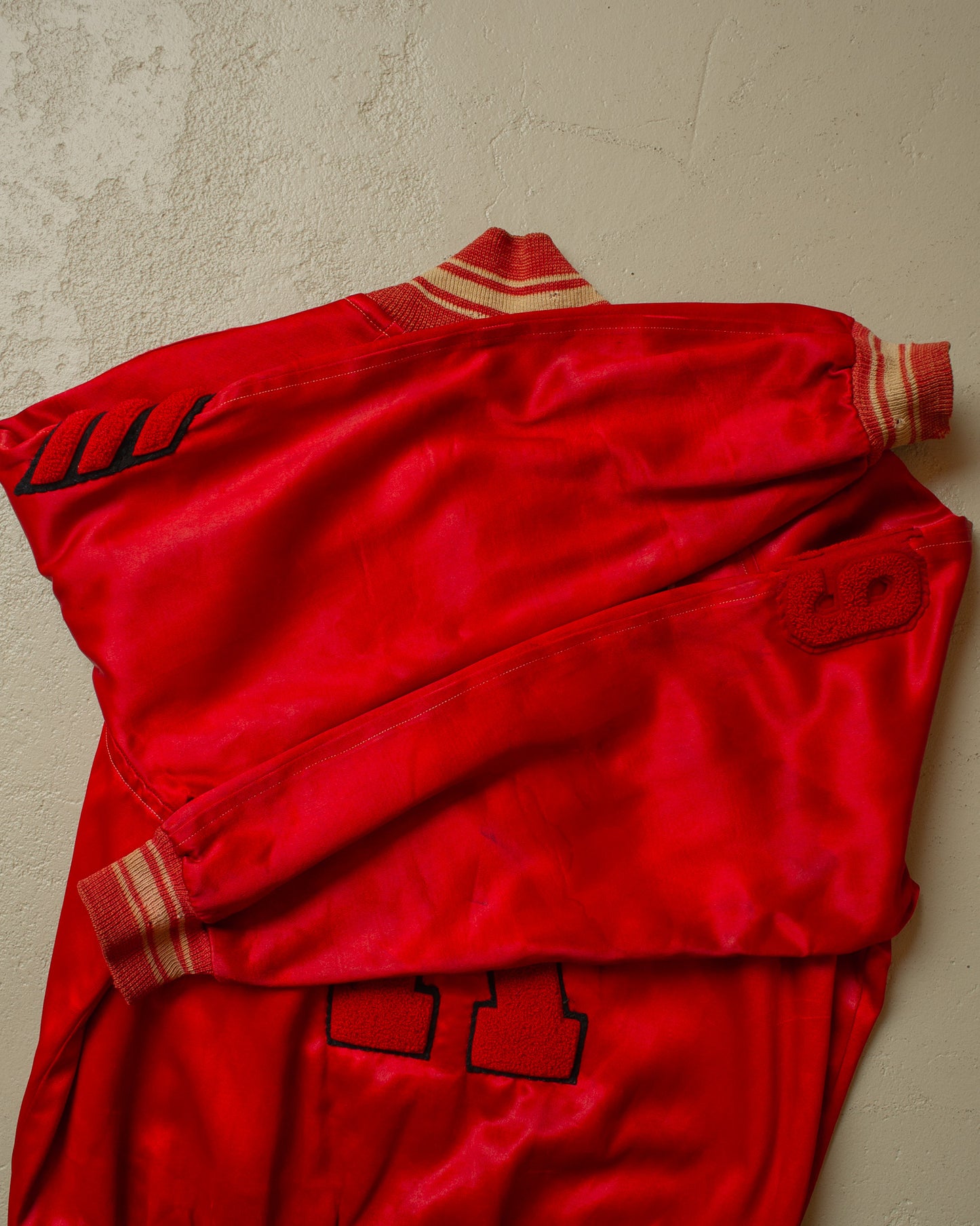 1950s Renwick Satin College Jacket red - M/L