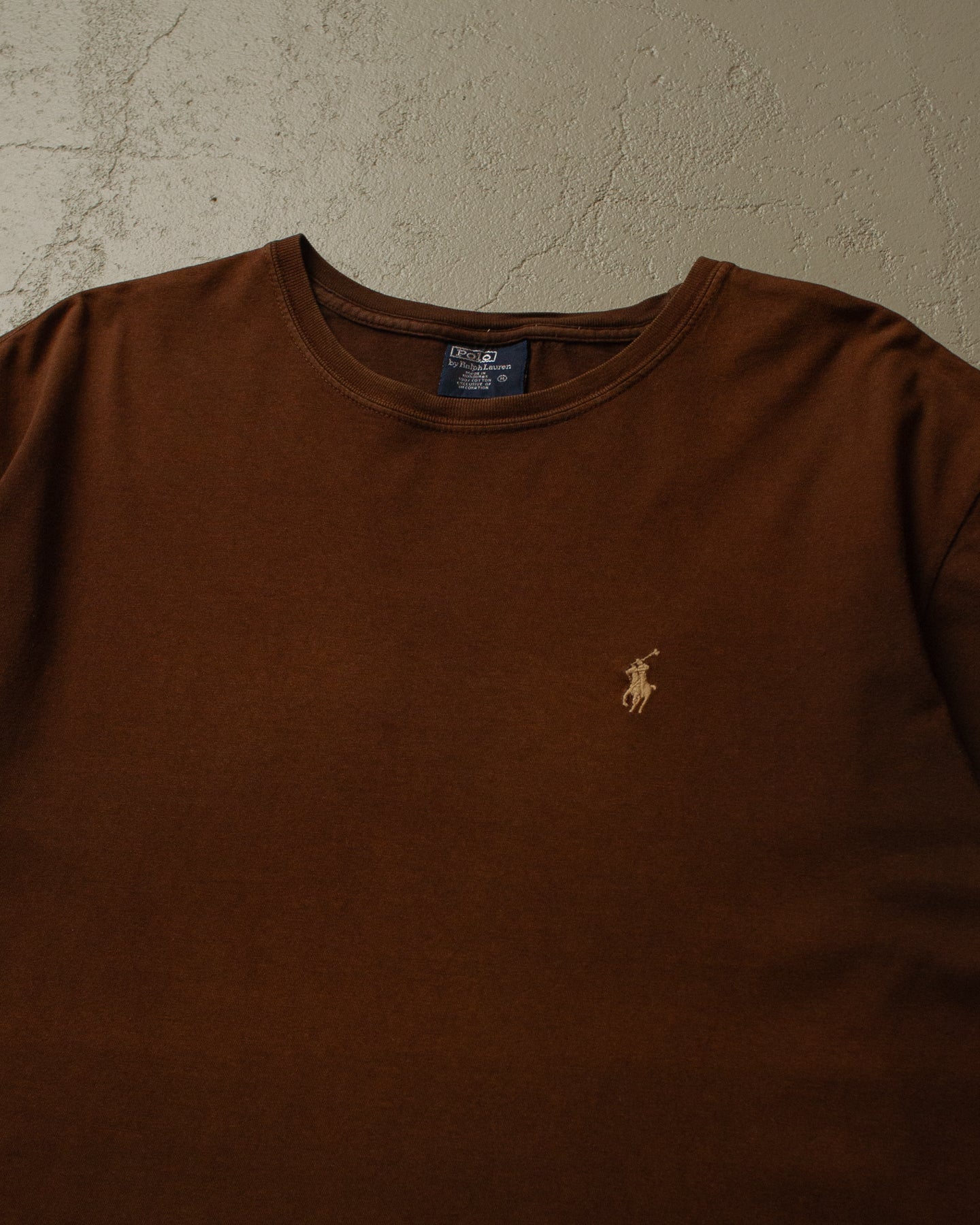 90s Sunfaded Ralph Lauren Logo T-shirt brown - L