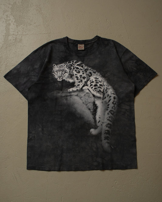 2000s Tie Dye Leopard Tshirt black - M/L