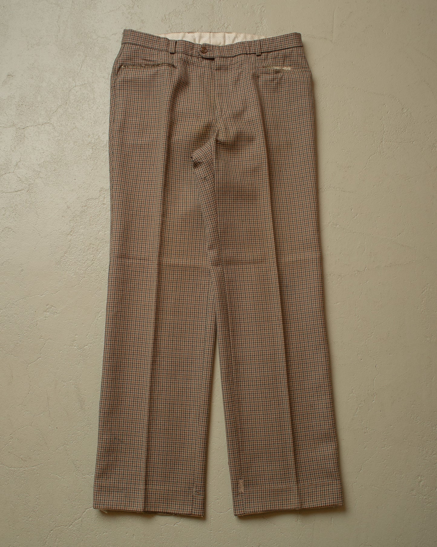 1970s checkered Suit Pants beige - W34 L32