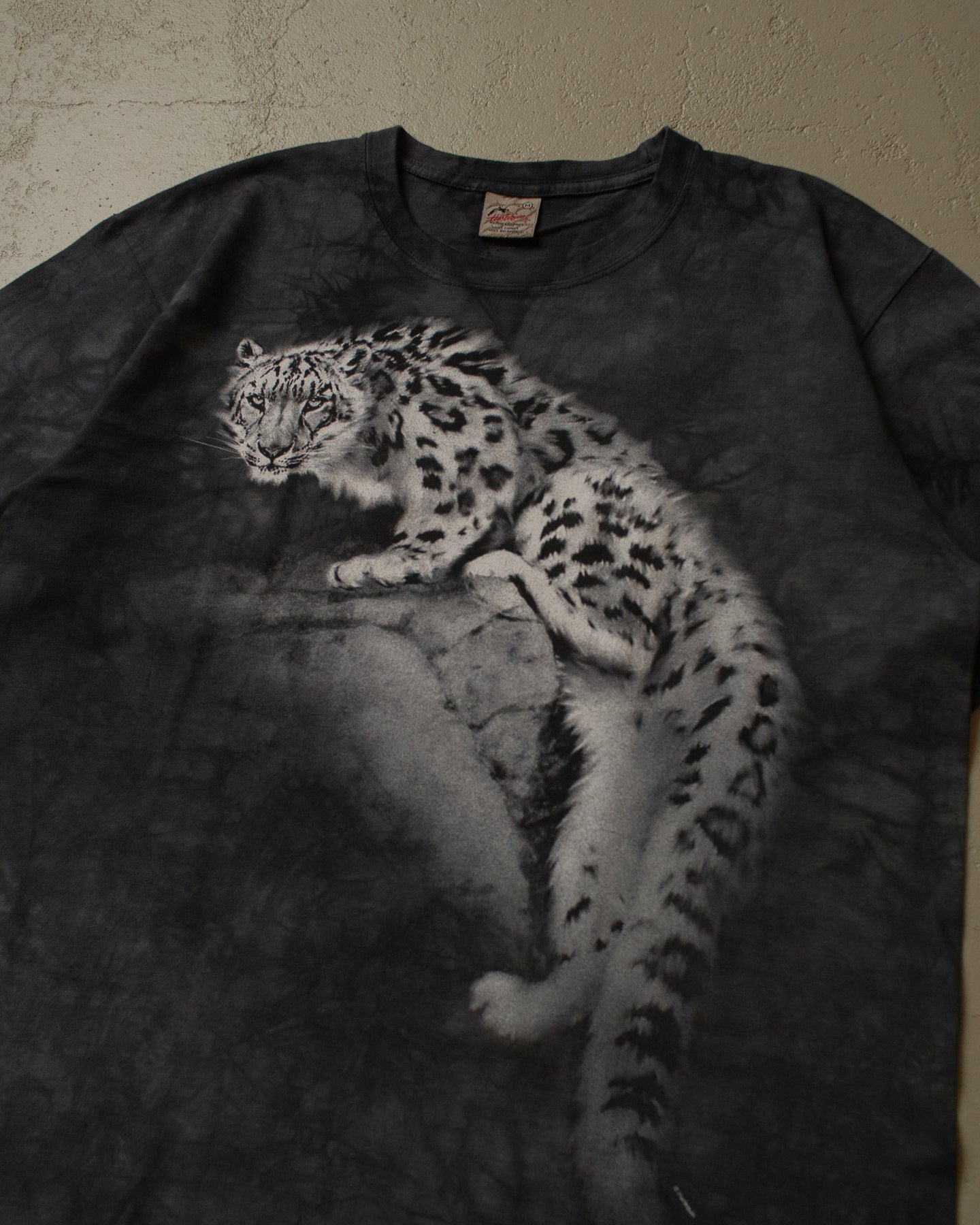 2000s Tie Dye Leopard Tshirt black - M/L