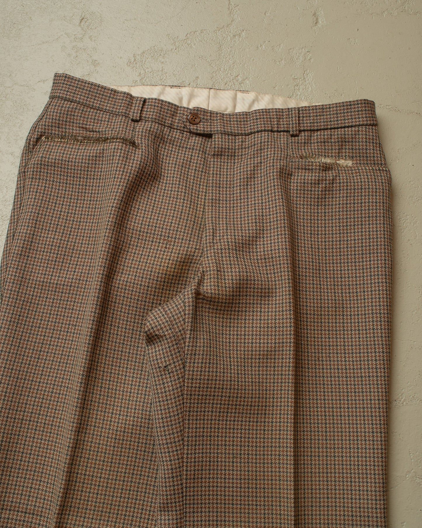 1970s checkered Suit Pants beige - W34 L32