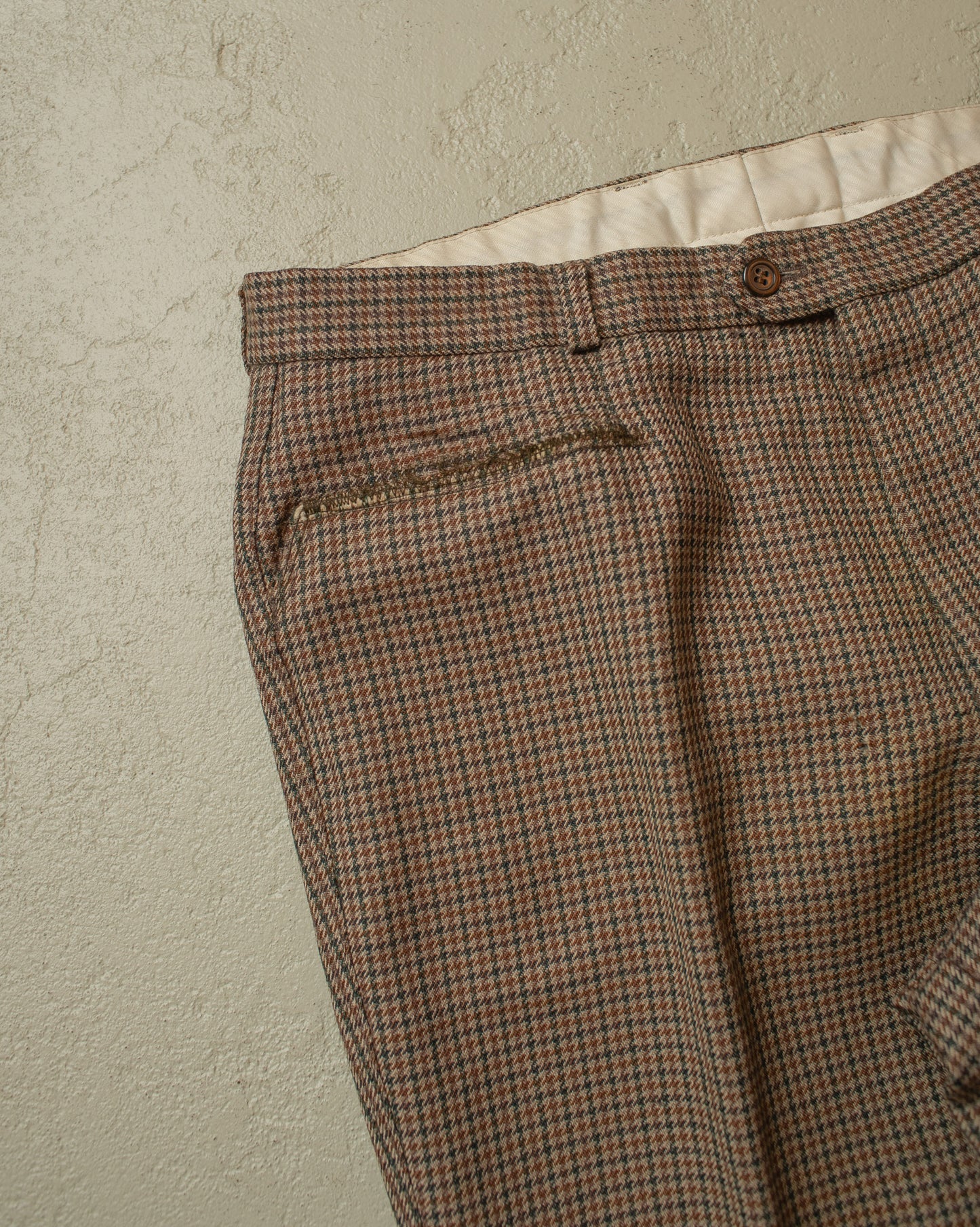1970s checkered Suit Pants beige - W34 L32